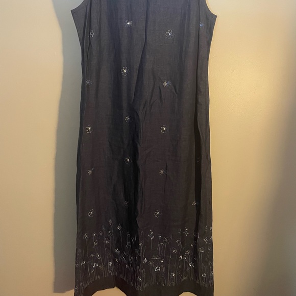 Denim blue sleeveless Talbots linen dress 16 - Picture 2 of 6